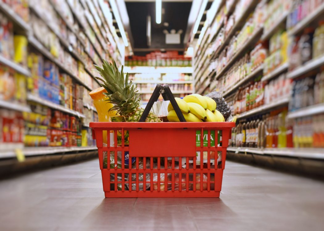 Grocery basket with products